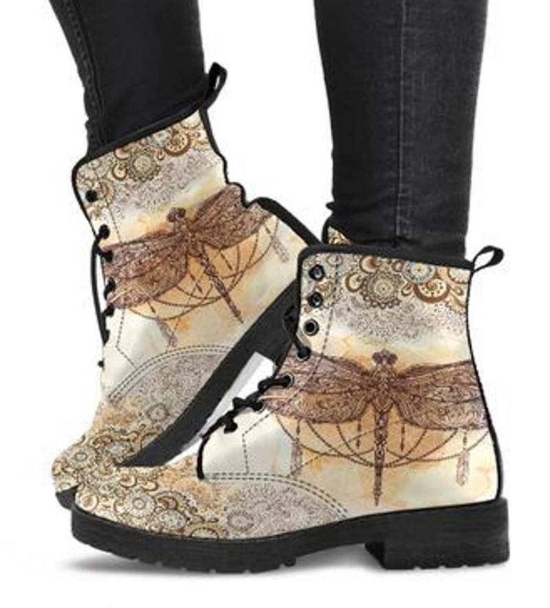 Libelle Kampfstiefel Benutzerdefinierte Vegan Leder Damenstiefel von TopsAndToes