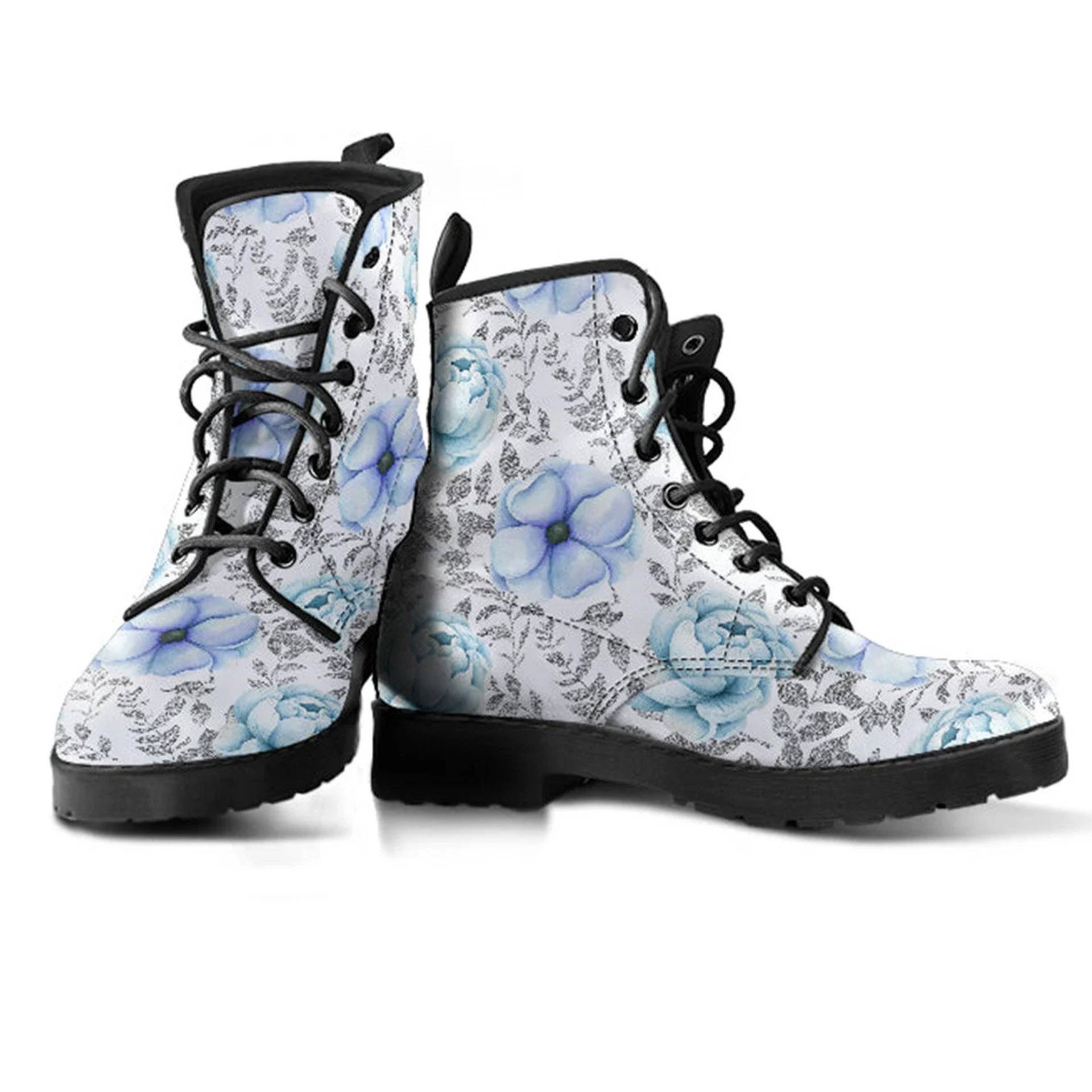 Kampfstiefel Winter Blumen Damen Lederstiefel, Bester Freund Geschenke Für Sie, Plateau Stiefel von TopsAndToes