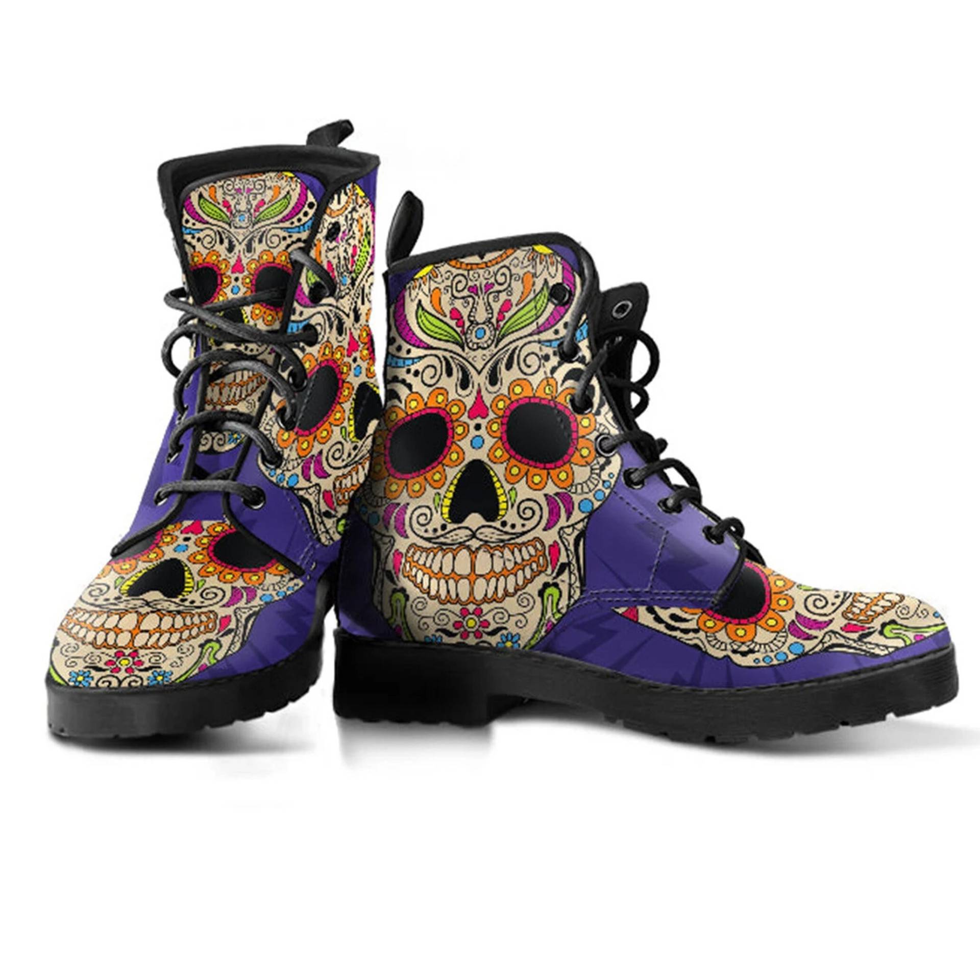Kampfstiefel Zucker Damen Lederstiefel, Schädel Gothic Stiefel, Valentinstag Geschenke Für Frauen Geburtstag von TopsAndToes