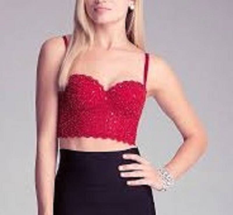 Handgefädelte Halb Bustier Crop Top Bralette Korsett Longline Gepolsterter Bh in Weihnachtsrot Farbe von TopsWorld