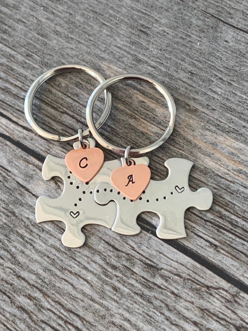 Fernbeziehung Geschenk, Personalisiertes Schlüsselbund-Set, Paare Schlüsselanhänger, Einsatzgeschenk, Puzzleteil-Schlüsselanhänger, Abschiedsgeschenk von TopsailWinds