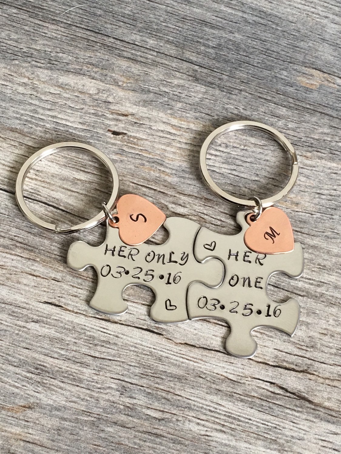 Personalisierte Edelstahl-Puzzle-Schlüsselanhänger, Paare, Jahrestagsgeschenk von TopsailWinds