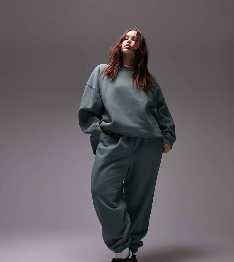 Topshop Curve - Oversized-Jogginghose in Wasabigrün mit Bündchen, Kombiteil von Topshop Curve