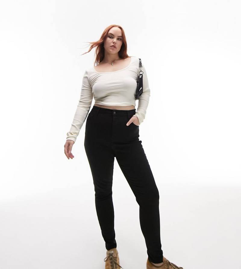 Topshop Curve - Jamie - Jeans in Schwarz von Topshop Hourglass