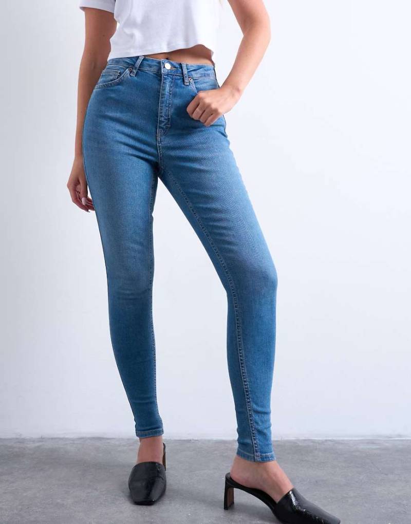 Topshop Hourglass - Jamie - Eng geschnittene Jeans in Mittelblau mit hohem Bund von Topshop Hourglass