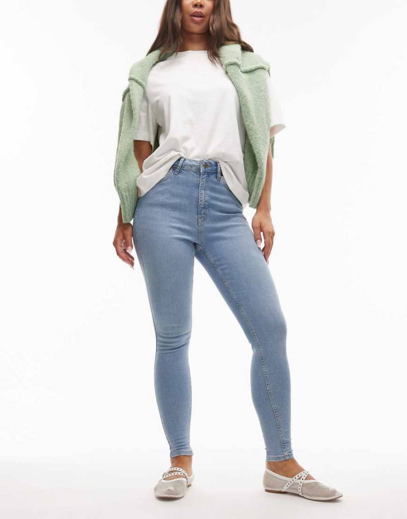 Topshop Hourglass - Jamie - Skinny-Jeans in Bleach-Waschung-Blau von Topshop Hourglass