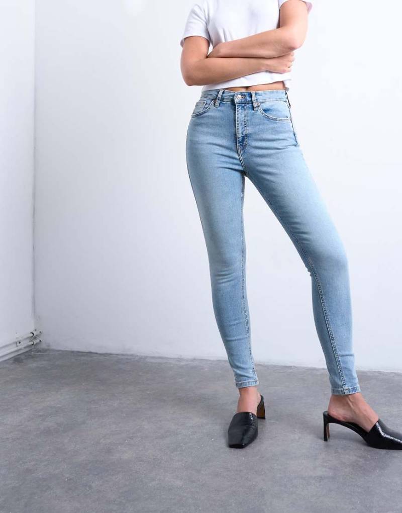 Topshop Hourglass - Jamie - Skinny-Jeans in Bleach-Waschung mit hohem Bund-Blau von Topshop Hourglass