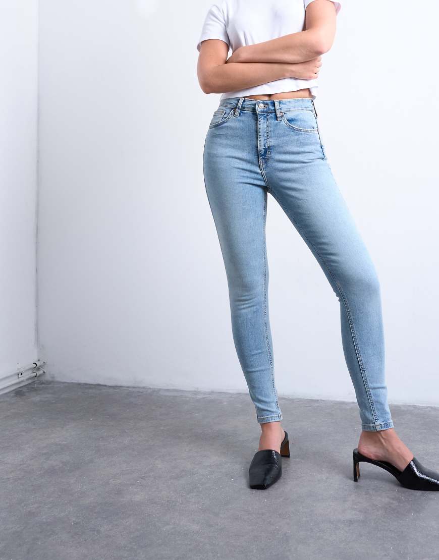 Topshop Hourglass - Jamie - Skinny-Jeans in Bleach-Waschung mit hohem Bund-Blau von Topshop Hourglass