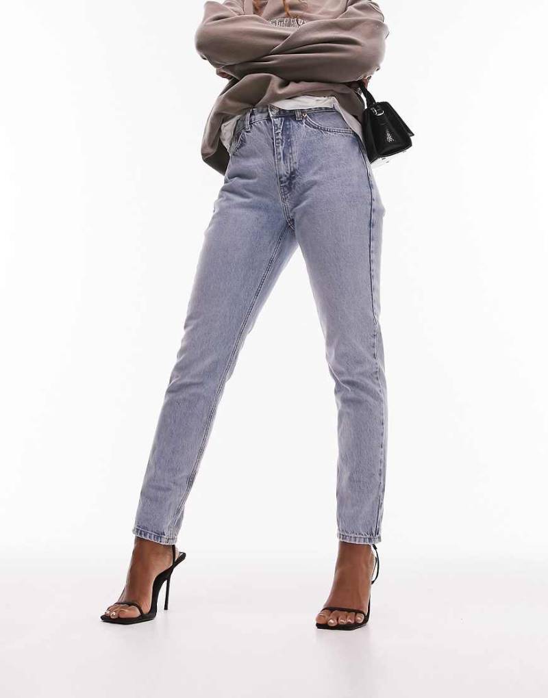 Topshop Hourglass - Original - Mom-Jeans in Bleach-Waschung mit hohem Bund-Blau von Topshop Hourglass