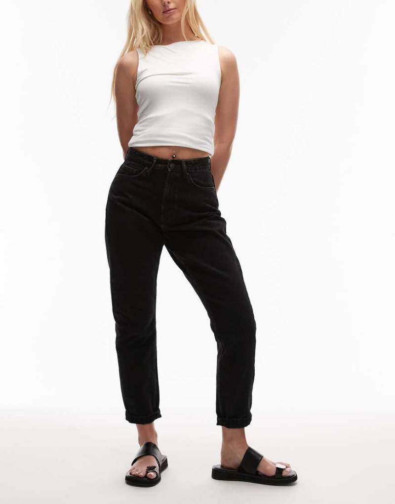 Topshop Hourglass - Original - Mom-Jeans in verwaschenem Schwarz mit hohem Bund von Topshop Hourglass