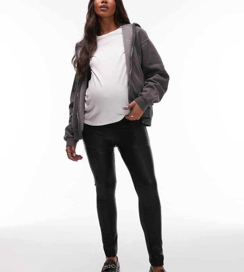 Topshop Maternity - Eng geschnittene Hose aus Kunstleder in Schwarz von Topshop Maternity