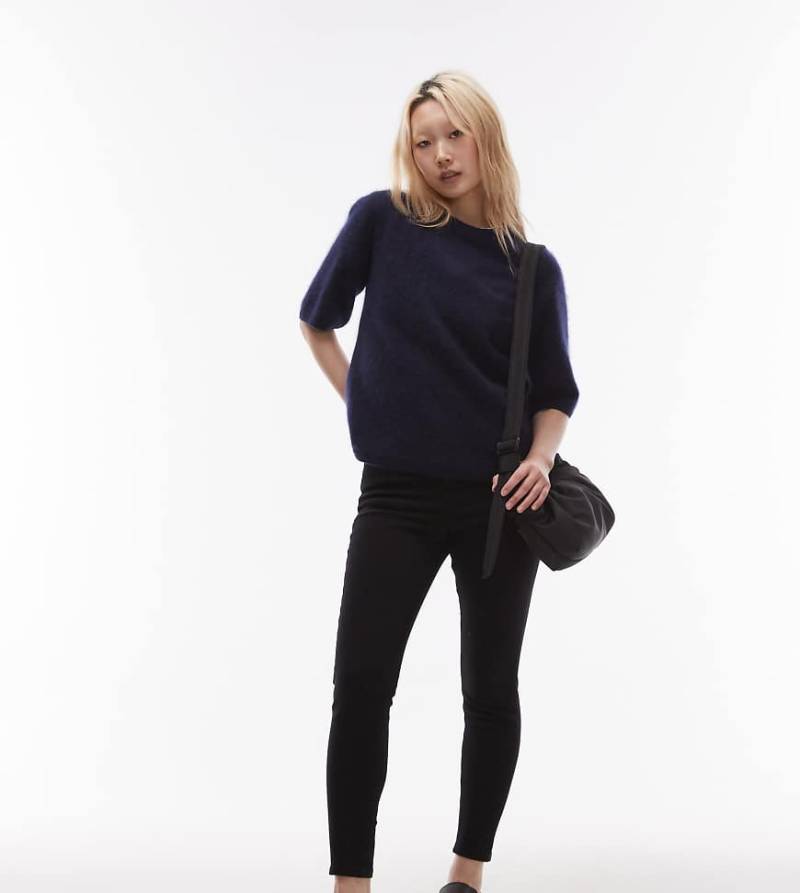 Topshop Petite - Jamie - Skinny-Jeans in Schwarz mit hohem Bund von Topshop Petite