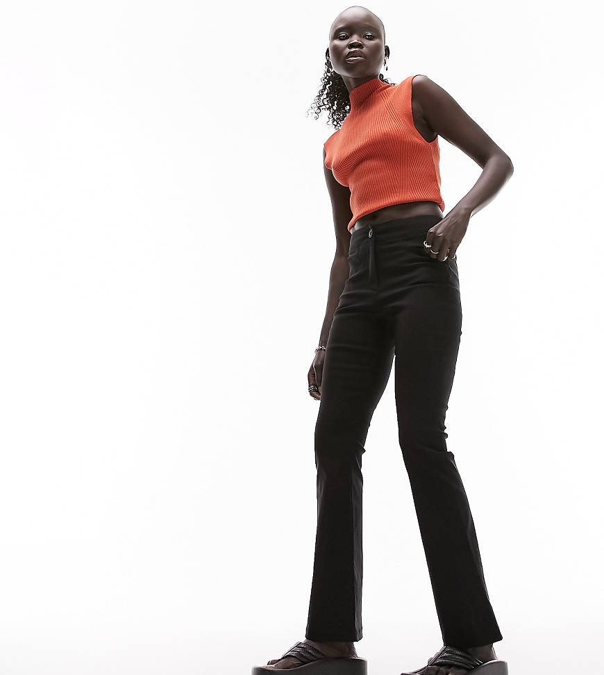 Topshop Petite - Schlichte Bengaline-Schlaghose in Schwarz mit hohem Bund von Topshop Petite