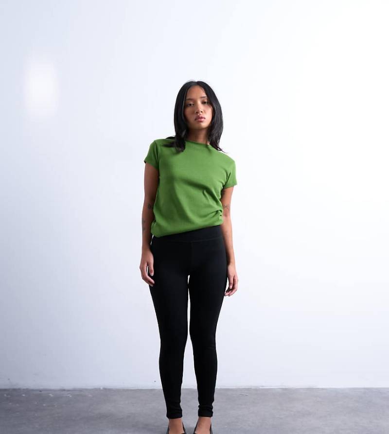 Topshop Petite - Schwere Leggings in Schwarz mit langem Schnitt von Topshop Petite