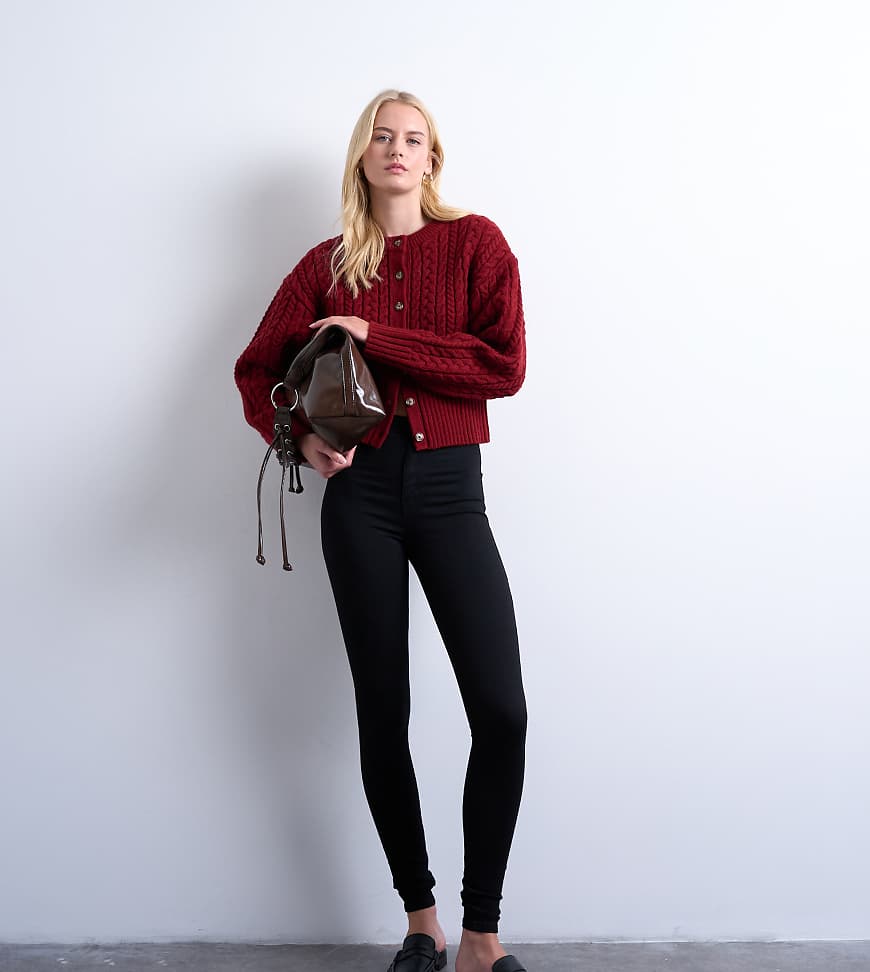 Topshop Tall - Joni - Skinny-Jeans in Schwarz mit hohem Bund von Topshop Tall