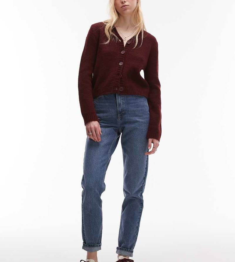 Topshop Tall - Original - Mom-Jeans in Mittelblau mit hohem Bund von Topshop