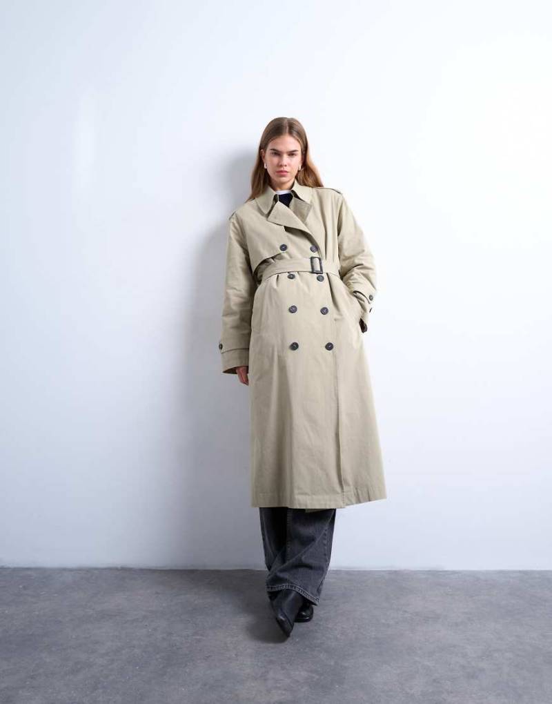 Topshop - 2-in-1-Trenchcoat in Steinbeige mit herausnehmbarem Teddyfell-Futter-Neutral Topshop - 2-in-1-Trenchcoat in Steinbeige mit herausnehmbarem Teddyfell-Futter-Neutral von Topshop