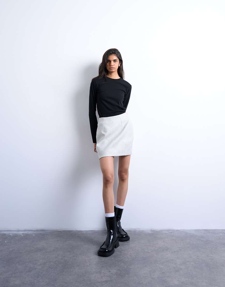 Topshop - A-Linien-Minirock in Grau von Topshop