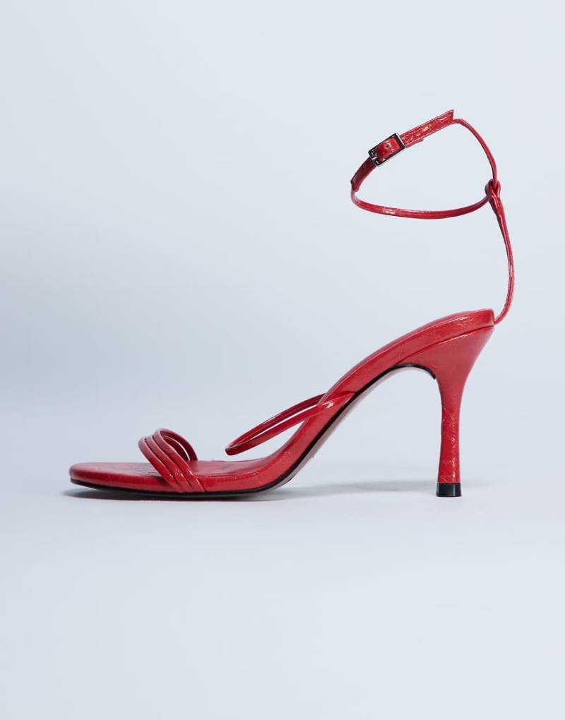 Topshop - Abbie - Riemchen-Sandalen in Rot mit Absatz von Topshop