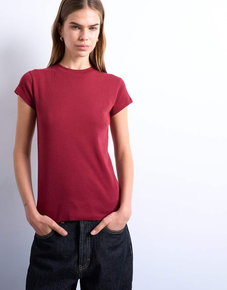 Topshop - Alltags-T-Shirt in Dunkelrot von Topshop