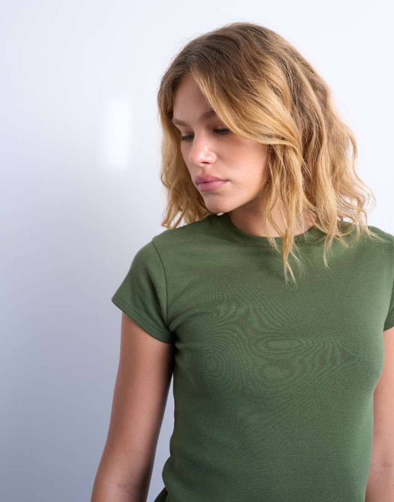 Topshop - Alltags-T-Shirt in dunklem Khaki-Grün von Topshop