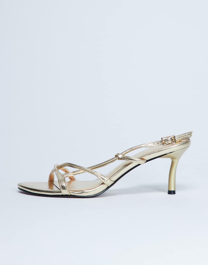 Topshop - Amelia - Dezente Sandalen in Gold mit mittelhohem Absatz-Goldfarben von Topshop