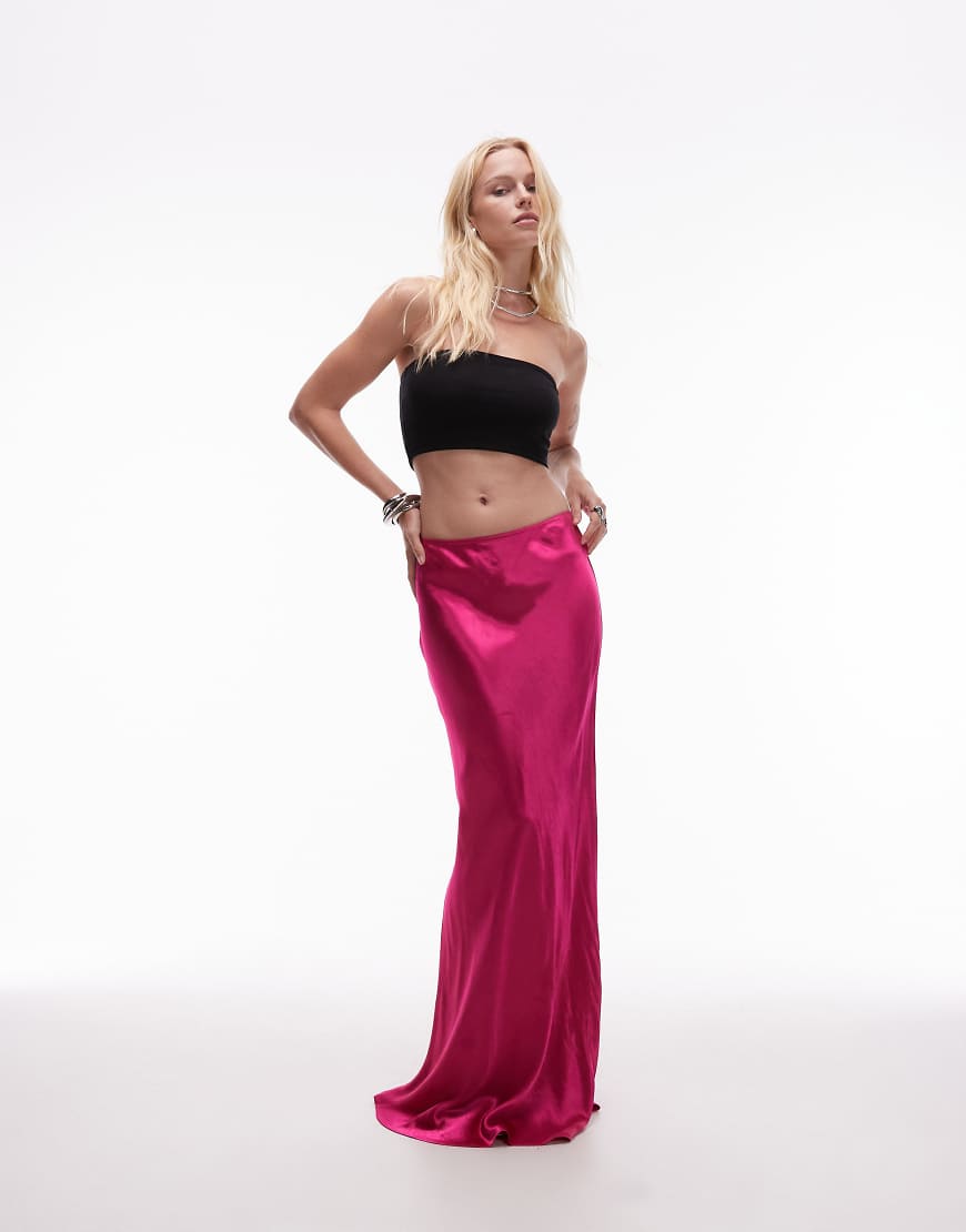 Topshop - Asymmetrischer Satin-Maxirock in Rosa Topshop - Asymmetrischer Satin-Maxirock in Rosa von Topshop