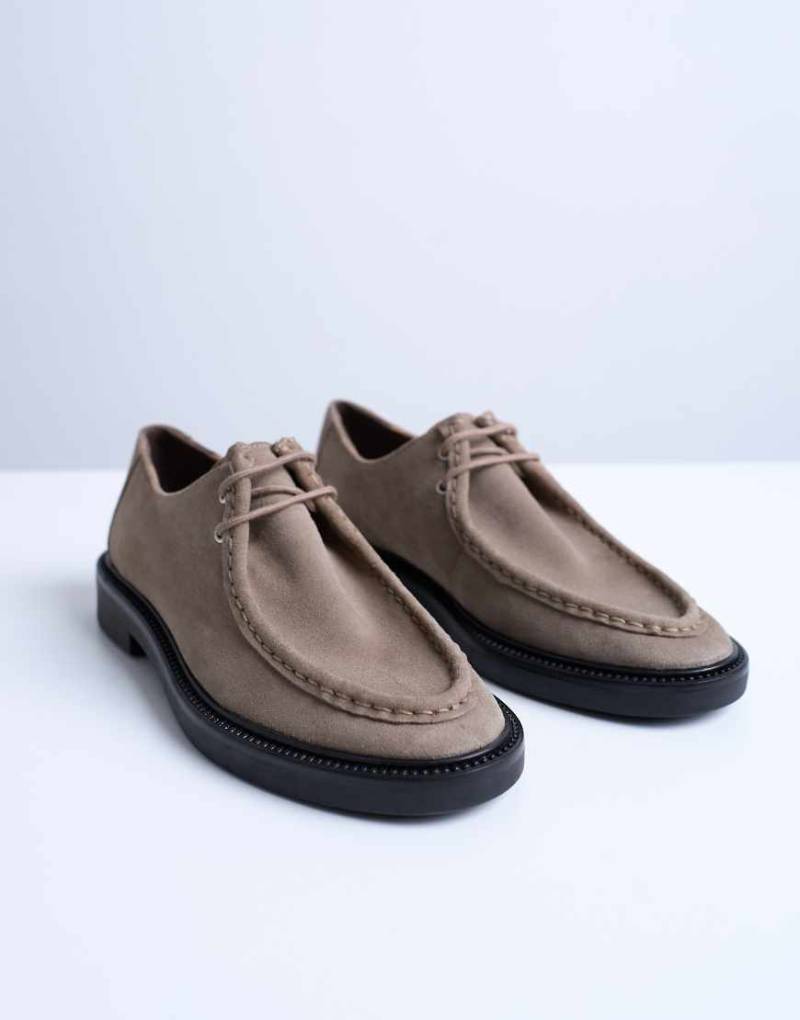 Topshop - Banks - Schnürschuhe aus echtem Wildleder in Taupe-Neutral von Topshop