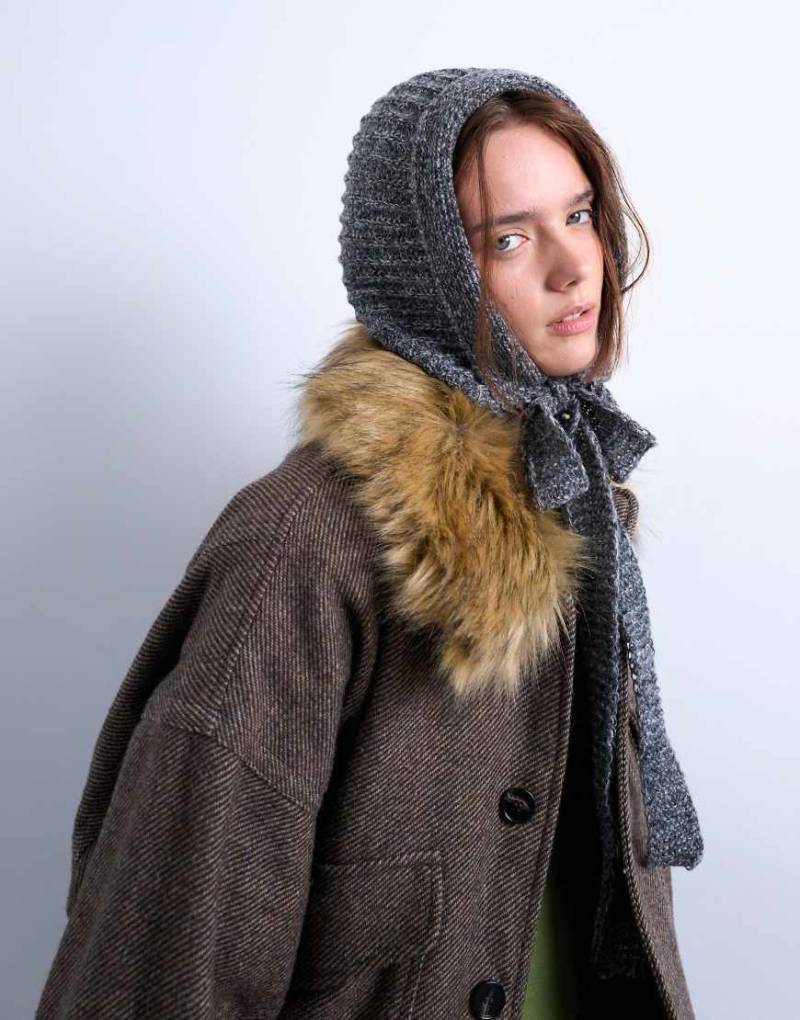 Topshop - Bella - Geschnürte Kapuze in Grau von Topshop