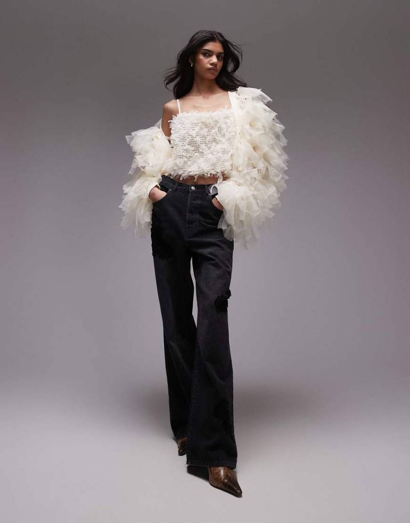 Topshop - Camisole in Cremeweiß mit 3D-Design von Topshop