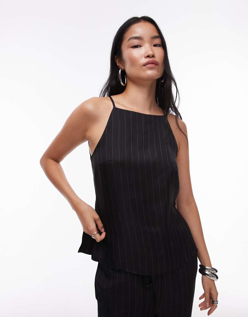 Topshop - Camisole in Schwarz mit weißen Nadelstreifen, Kombiteil von Topshop