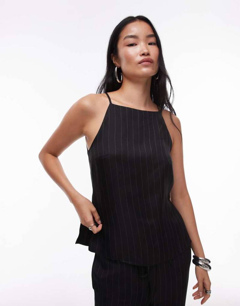 Topshop - Camisole in Schwarz mit weißen Nadelstreifen, Kombiteil von Topshop