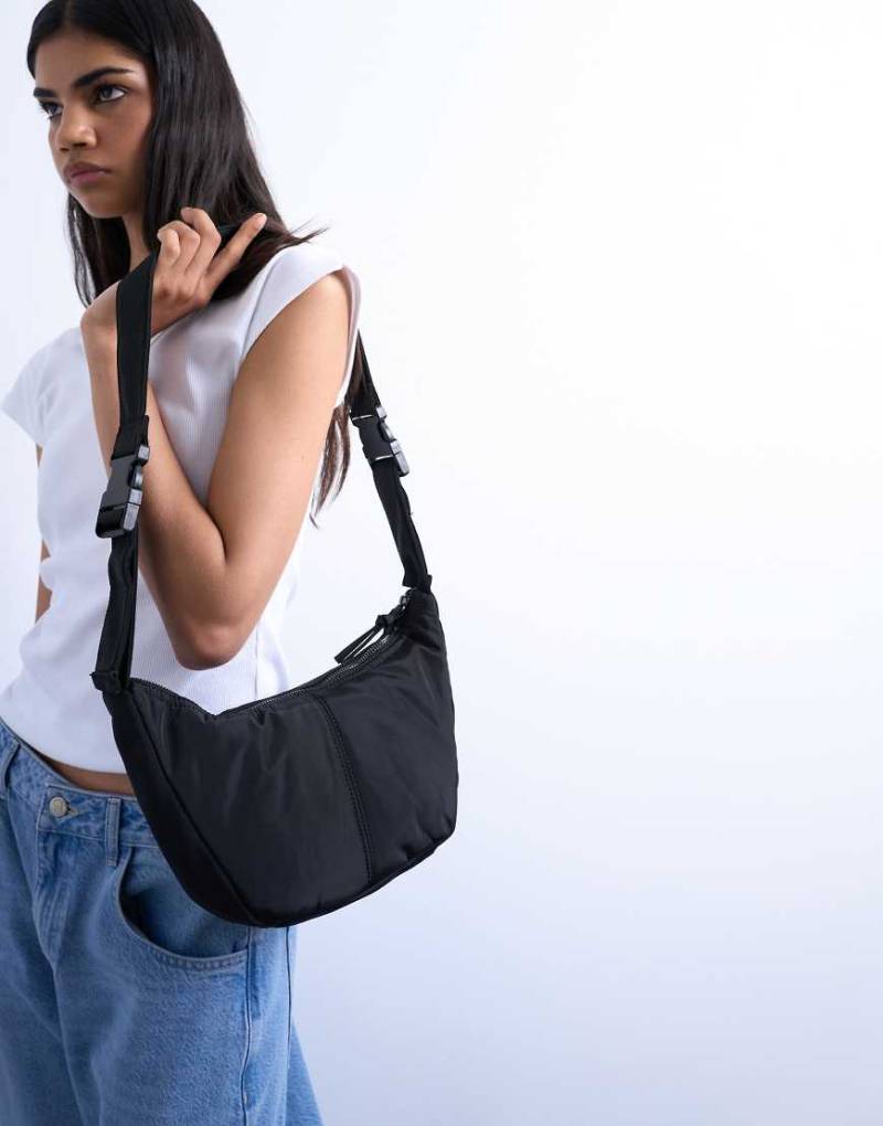 Topshop - Carrie - Nylon-Umhängetasche in Schwarz von Topshop