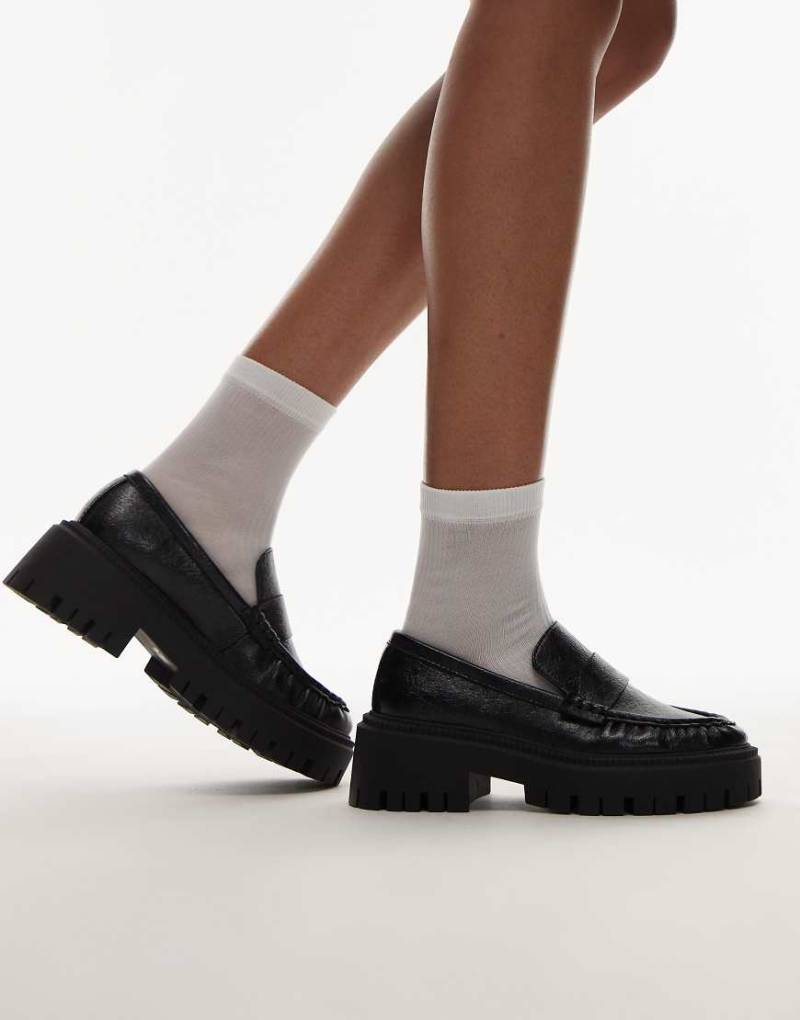 Topshop - Cecil - Loafer in Schwarz mit dicker Sohle von Topshop