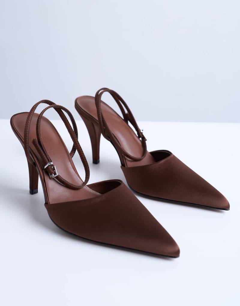 Topshop - Demi - Pumps in Schokobraun mit kegelförmigem Absatz von Topshop
