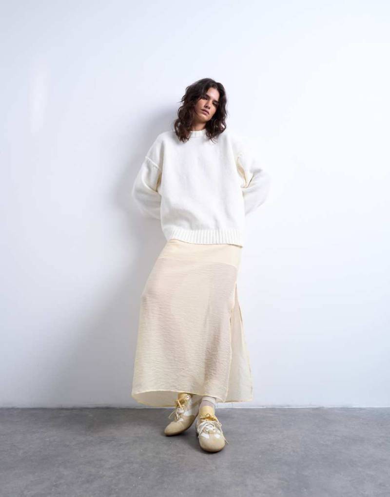 Topshop - Doppellagiger, transparenter Rock in Buttermilchgelb mit geradem Schnitt Topshop - Doppellagiger, transparenter Rock in Buttermilchgelb mit geradem Schnitt von Topshop