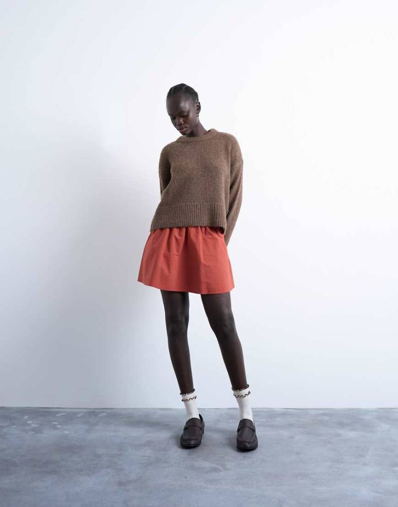 Topshop - Elastischer Minirock in Rostrot-Brown von Topshop