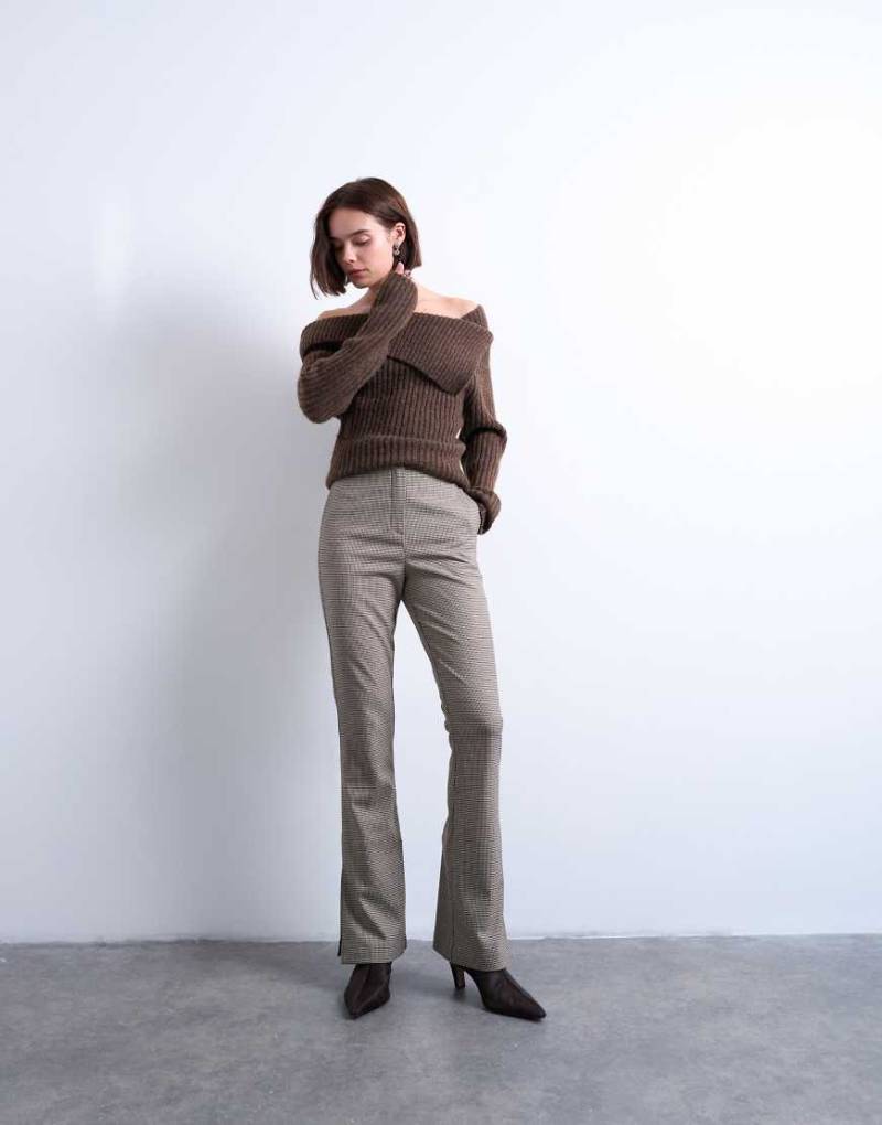 Topshop - Elegante, braun karierte Hose mit hohem Bund, Kombiteil-Brown von Topshop