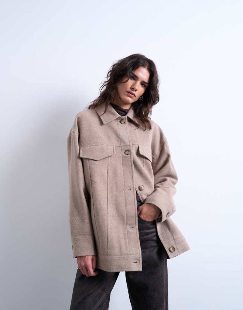 Topshop - Elegante Jacke im Westernstil in Pilzbeige-Brown Topshop - Elegante Jacke im Westernstil in Pilzbeige-Brown von Topshop