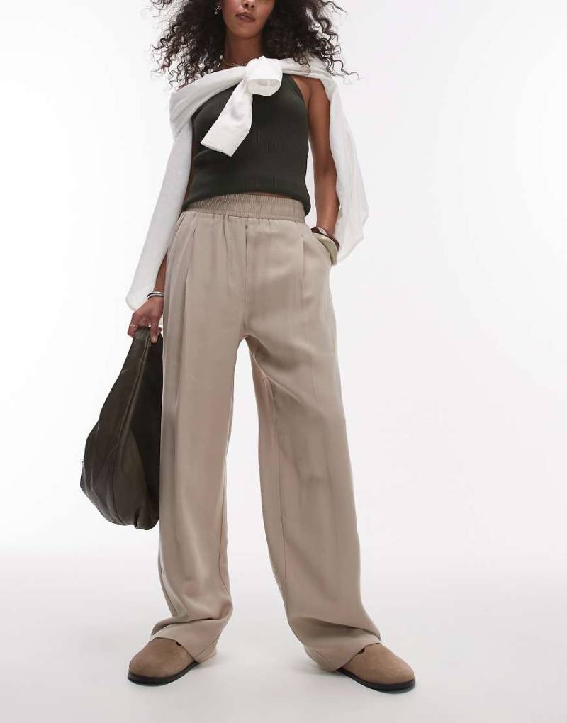 Topshop - Elegante Jogginghose in Steinbeige mit elastischem Bund-Neutral von Topshop