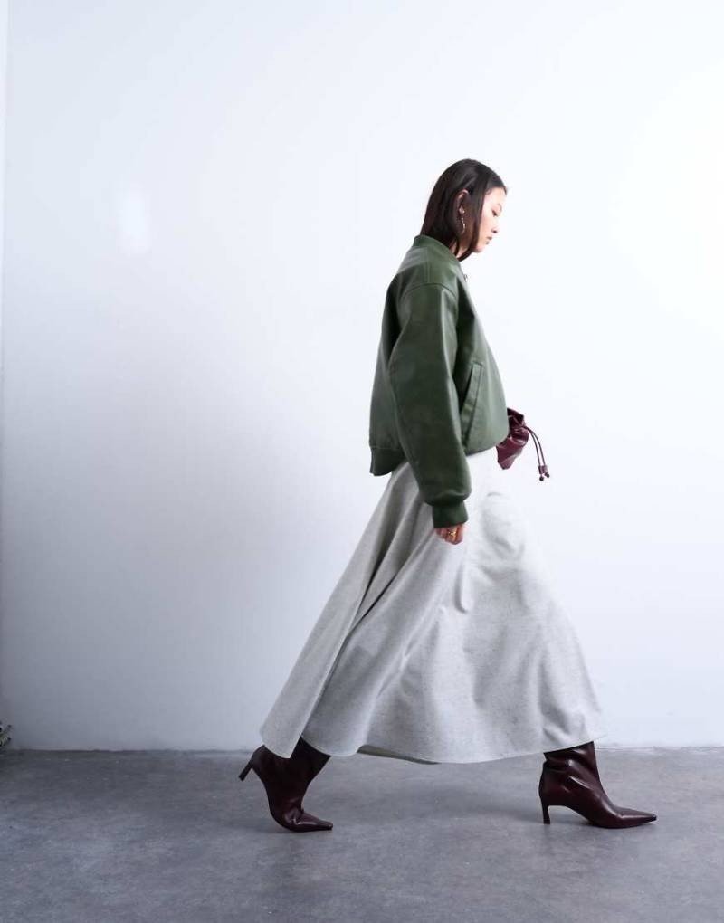 Topshop - Eleganter Maxi-Tellerrock in Grau mit A-Linien-Schnitt von Topshop