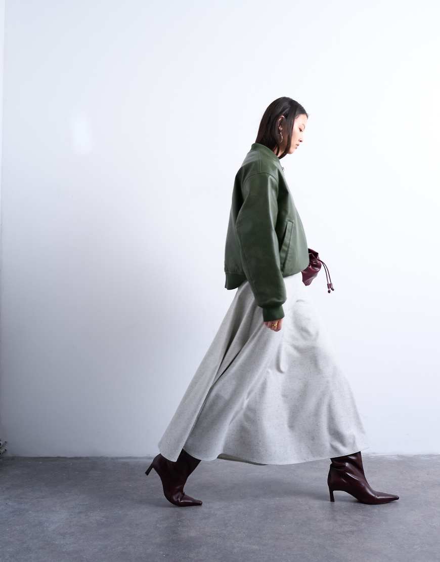 Topshop - Eleganter Maxi-Tellerrock in Grau mit A-Linien-Schnitt von Topshop