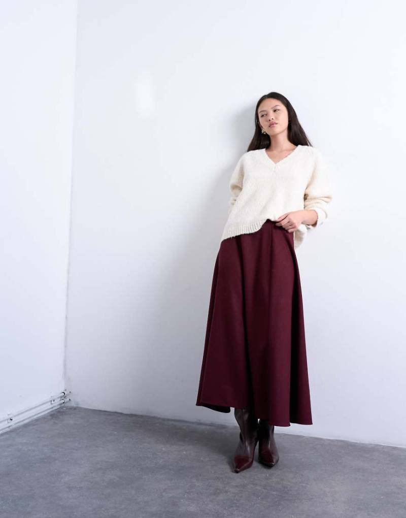 Topshop - Eleganter Maxi-Tellerrock in Port Royal mit A-Linien-Schnitt-Rot von Topshop