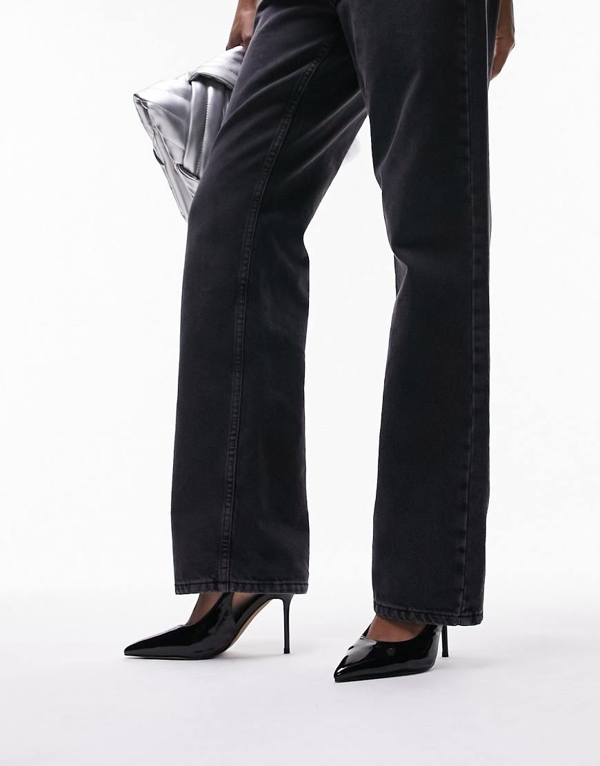 Topshop - Eliza - Pumps in Schwarz mit Fersenriemen und Absatz von Topshop