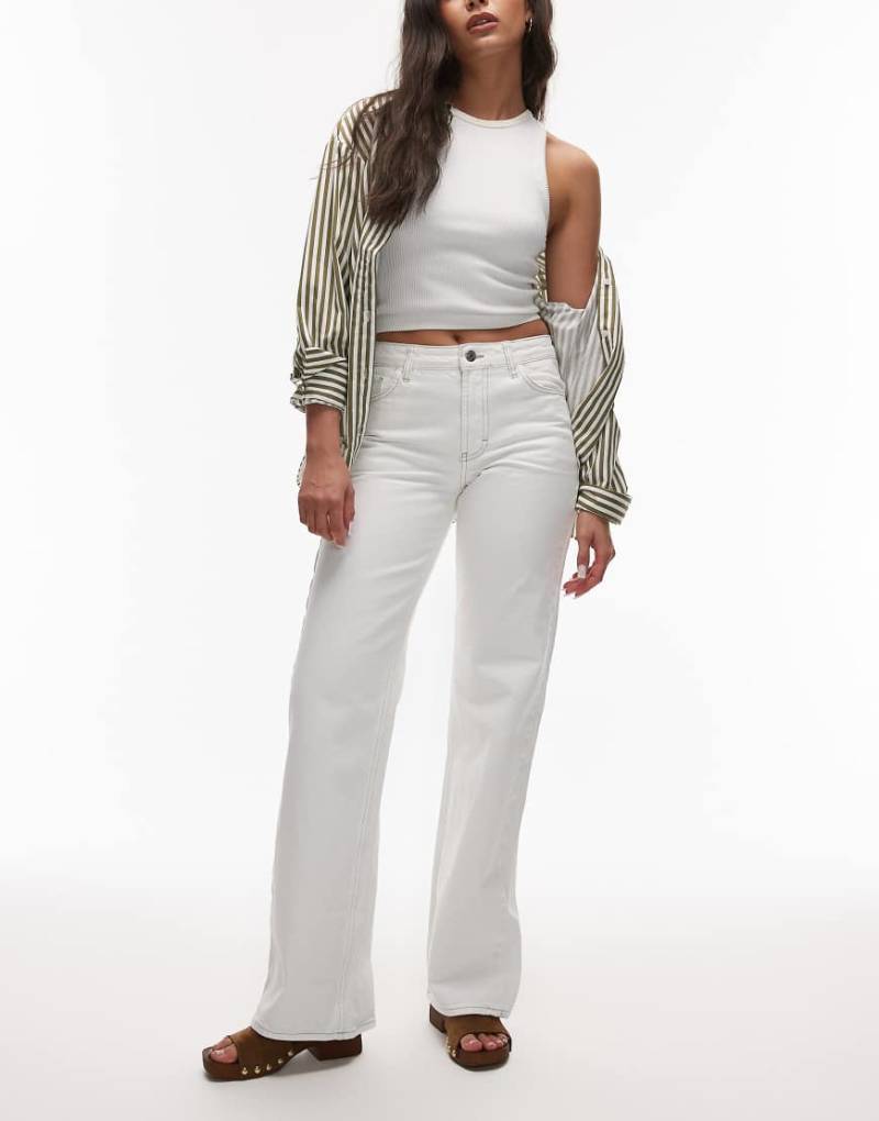 Topshop - Ember - Jeans in Knochenweiß mit niedrigem Bund von Topshop