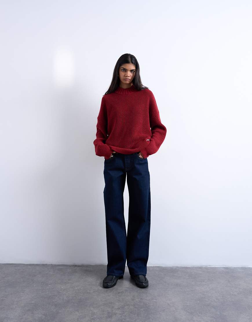 Topshop - Ember - Jeans in indigoblauer Rinse-Waschung mit niedrigem Bund und geradem Schnitt von Topshop