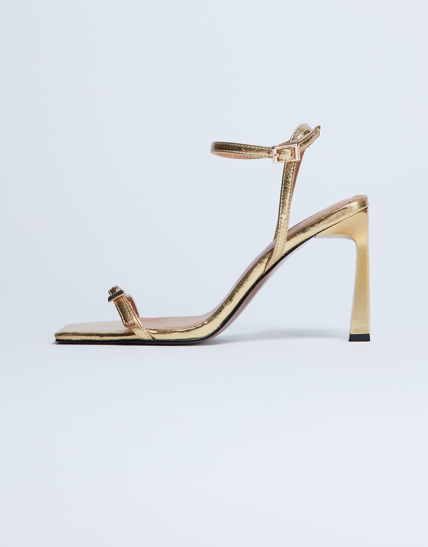 Topshop - Floyd - High Heels in Gold mit eckiger Spitze und Riemchen-Goldfarben von Topshop