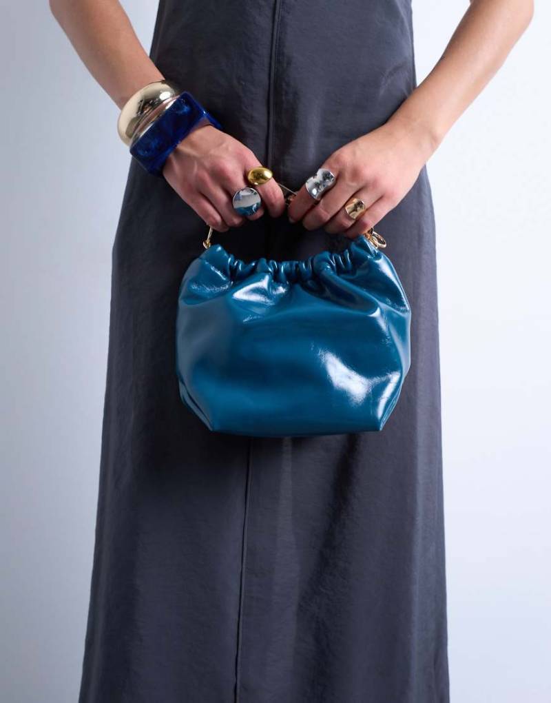 Topshop - Gabriette - Handtasche in Petrol mit Metalldetails-Blau von Topshop