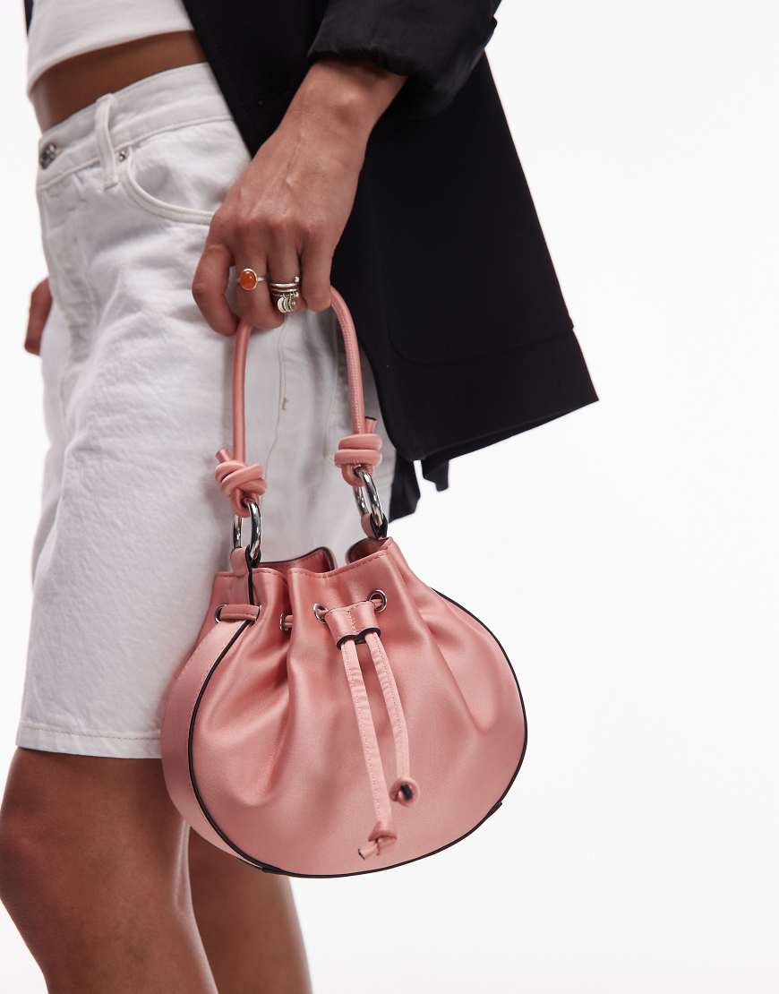 Topshop - Gabs - Glockenförmige Tasche in Pfirsich mit Raffung und Kordelzug-Rosa Topshop - Gabs - Glockenförmige Tasche in Pfirsich mit Raffung und Kordelzug-Rosa von Topshop