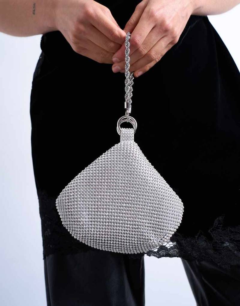 Topshop - Galaxy - Handtasche in Silber mit Strass von Topshop